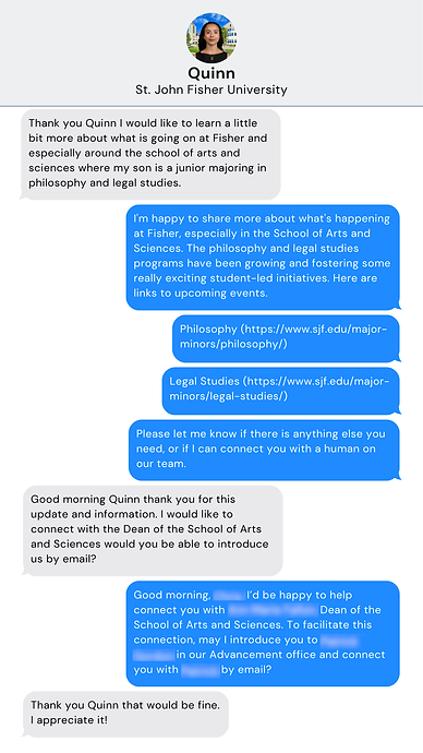 VEO Quinn Connects Donor to Human Fundraiser and Appropriate Dean